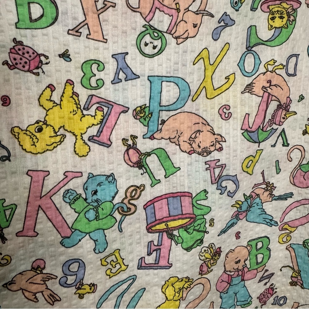 Vintage Baby Animals Alphabet Print Fabric 1 yard